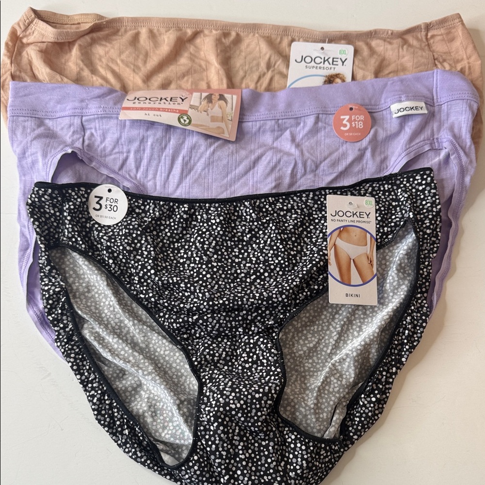 Jockey Assortment of Panties 3 Pairs. Size XL / 8